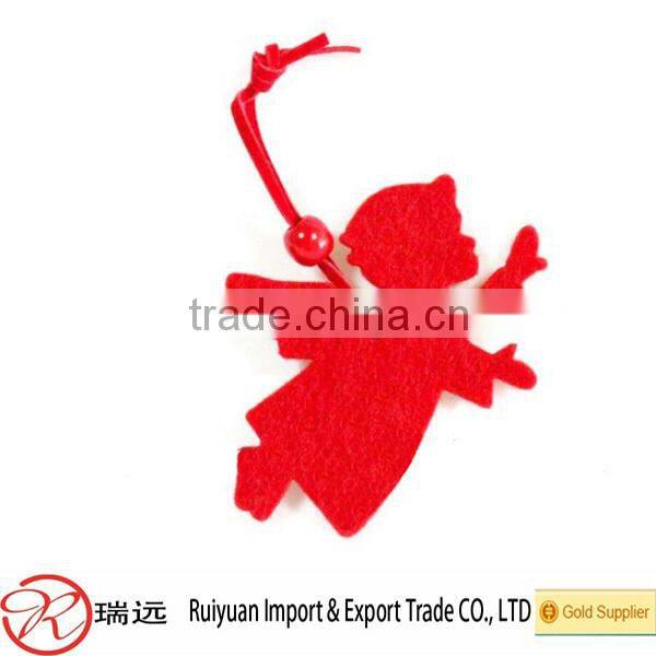 2015 promotional Cute felt Christmas boots hanging ornament with ribbon hanger