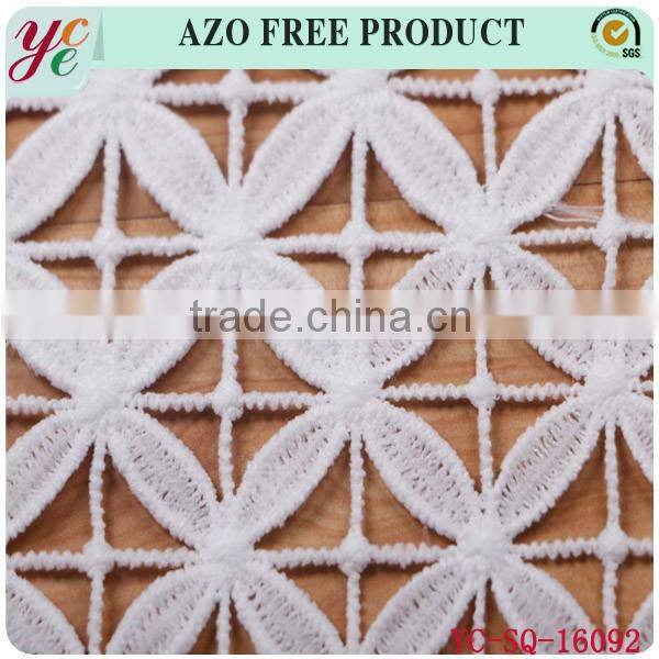 Fashion hollow out squares with herb in water soluble fabric embroidery for dress