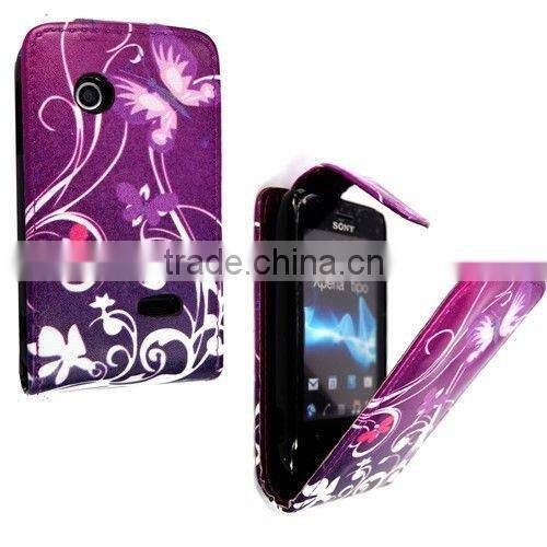 New printed pu leather flip case cover for Sony Xperia Tipo ST21i, cute cartoon leather case for Sony Xperia Tipo ST21i