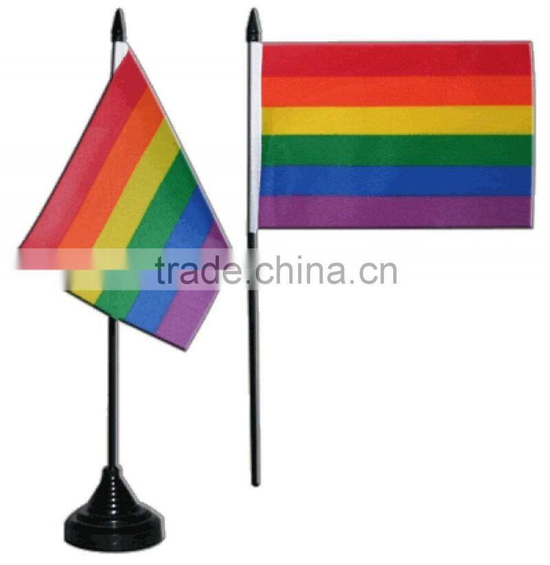 Gay Pride Festival Party Rainbow TABLE FLAG 10x15cm Desk Flag