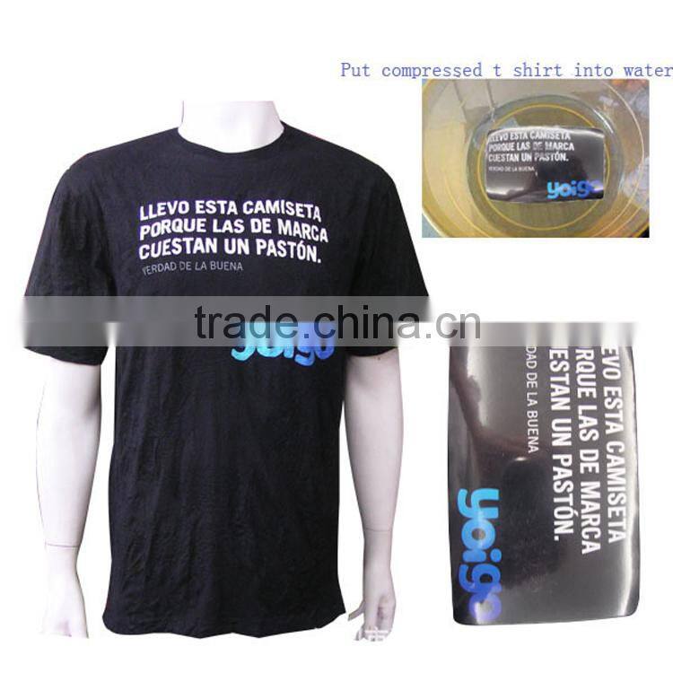 Promotional Customized Pure Cotton Compressed one time T-shirt