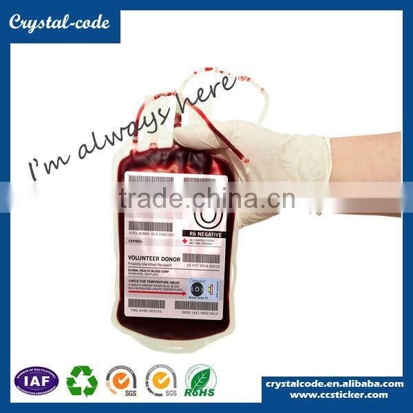 OEM design eco-friendly fast delievry heat-resistant anti-counterfeit blood bag label