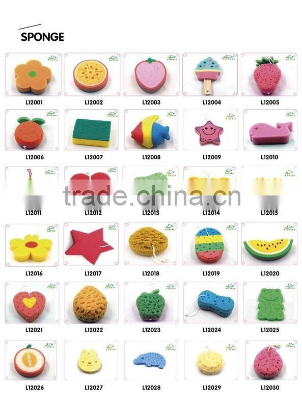 Natural kids baby cartoon shape bath cellulose sponge