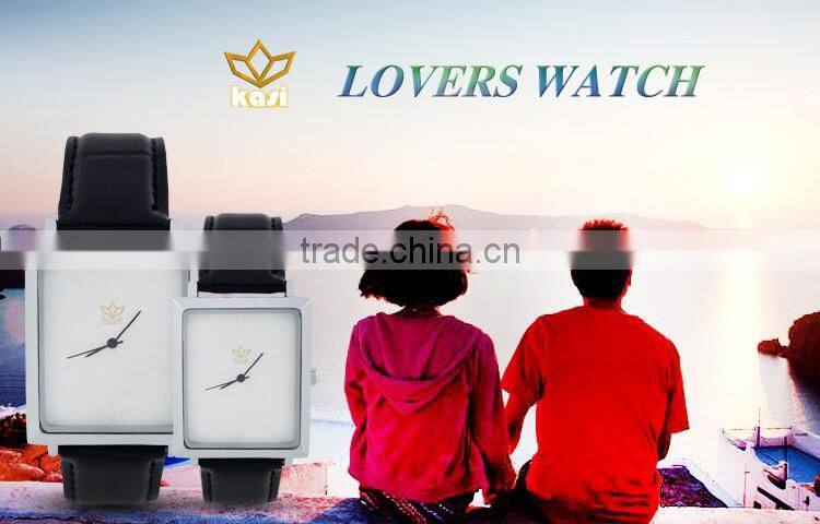 Top selling time display slim stone waterproof black genuine leather quartz couple watch Y017