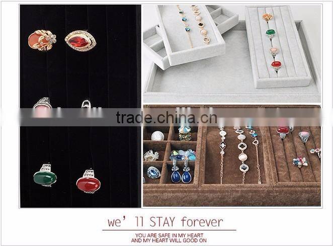 China manufacturer cheap price jewelry tray display stackable velvet