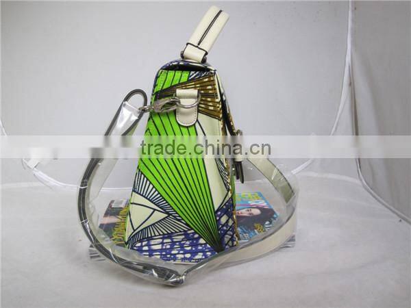 Leather And African Printed Wax Fabric Handbag