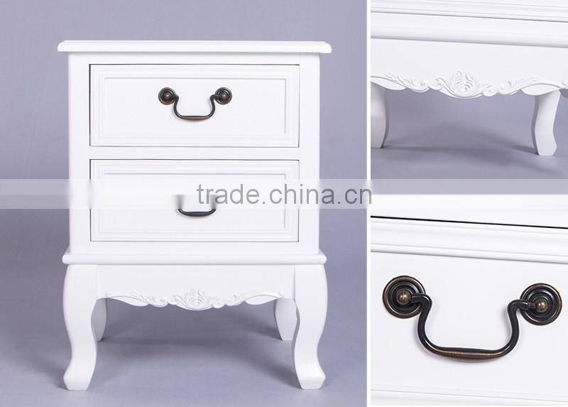 Best choice antique wood furniture bedside table short good quality white painting nightstand