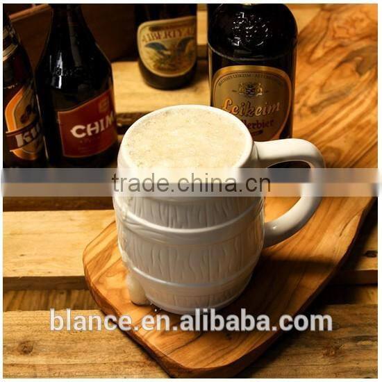Munich Ceramic mug Beer Barrel Stein with white color