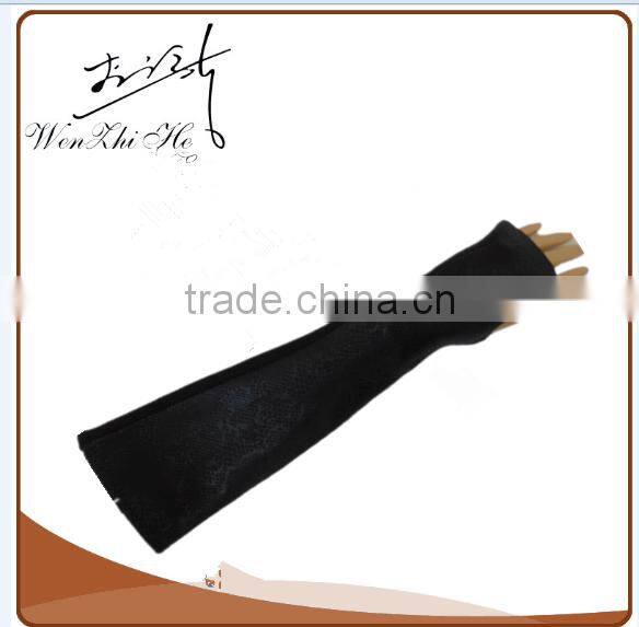 Women Winter Leather Cycling Wool Lined Sleeve Long without Finger Gloves 2016 Top Glove