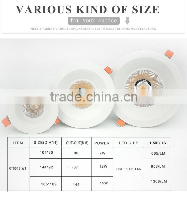 Most selling products Ra80 cob 7w/14w/18w/20w led down light guarantee two year for wholesale