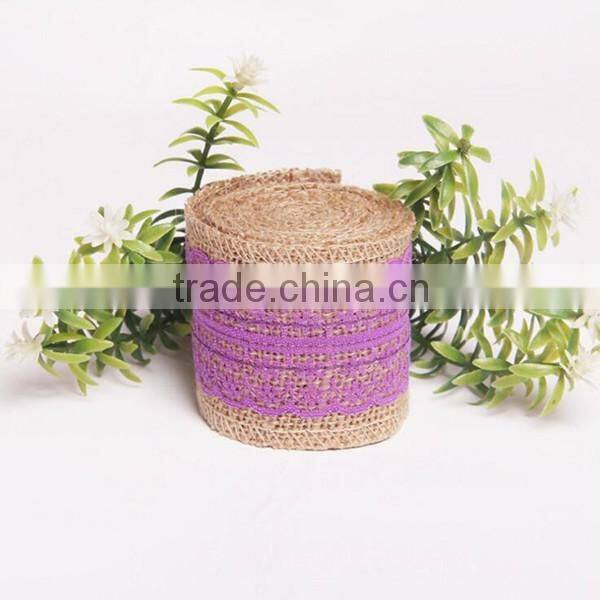 Nature decorative burlap jute ribbon lace bows for decoration jute bow barrette, woven fabric hair bow