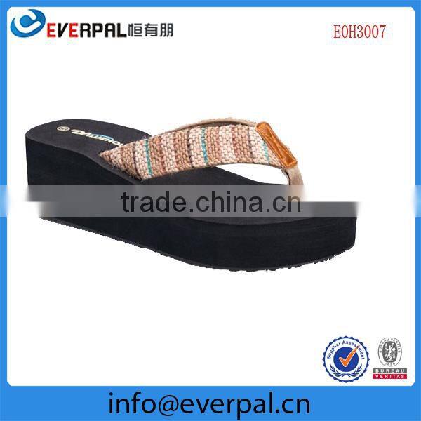 Ladies Black platform flip flop sandals cute wedge slipper