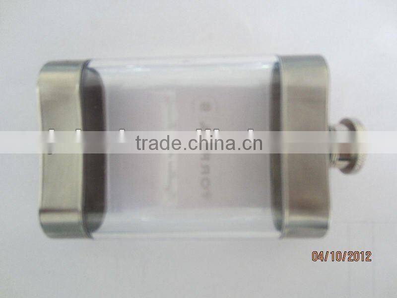 5oz plastic disposable flask with transparent windows