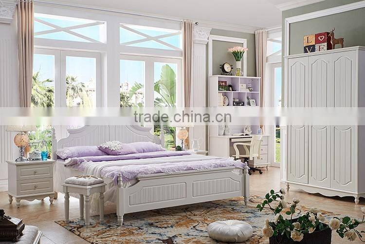 latest bedroom furniture sets design white wooden single bed for kids