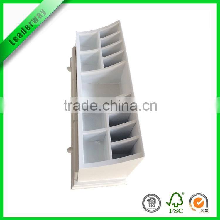 Cheap white luxury wooden mdf jewelry box with 3 small drawer