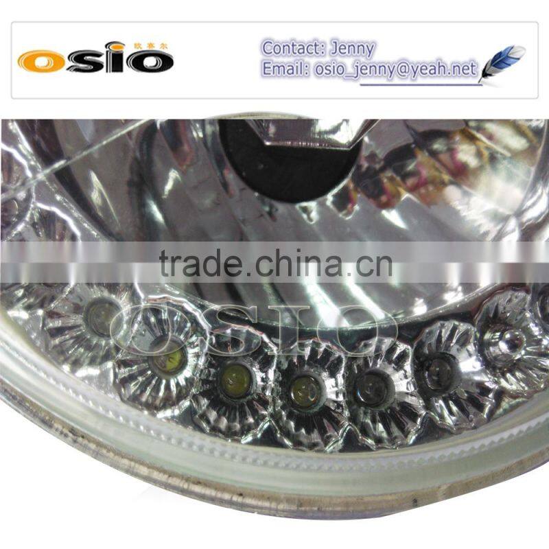 5' Round BMC CRYSTAL GLASS with Yellow LED HALO RING 12V/24V Auto Halogen Semi Sealed Beam Auto Halogen Lamp Install H4 or HID