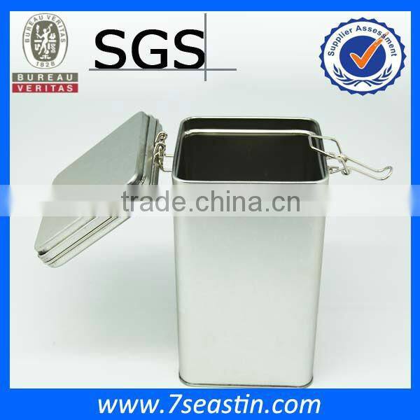 silver custom floral tea tin box