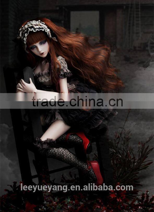 Best selling heat resistant brown fluffy curly 1/3 BJD doll wig