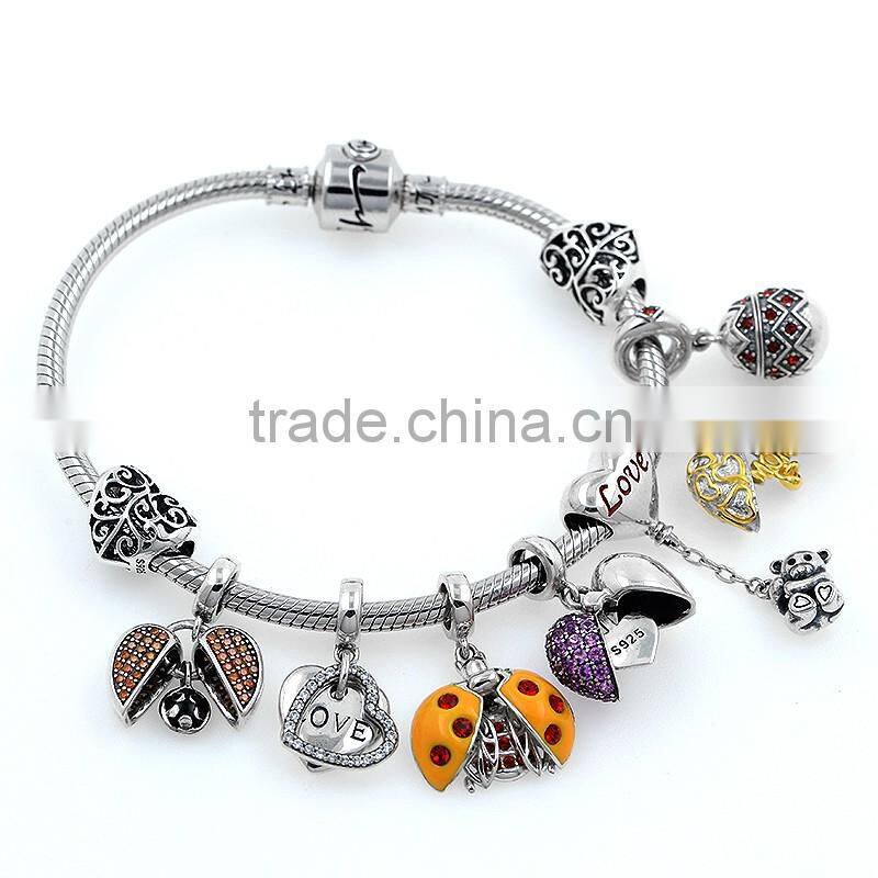 New Fashion Silver Bead handcraft custom Silver Charm hollow out round silver bead Engraved S925 Fashion Jewelry T045