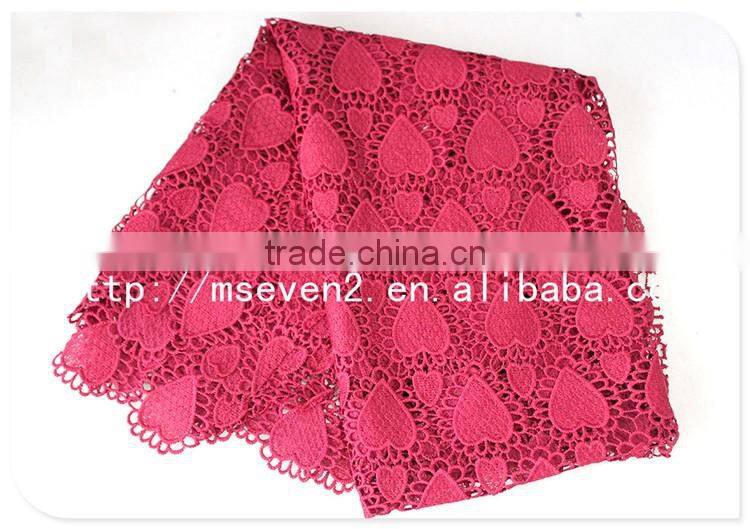 New Arrival 50/52'' Red Water Soluble Nigerian Lace Fabric for Dress