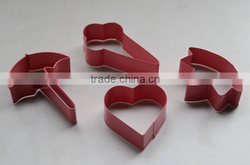 Cheap umbrella shape metal factory biscuits cutters in red color