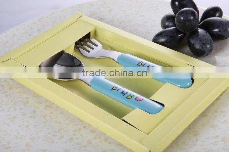 High-tech ABS handle printed pattern with metal spoon and fork set