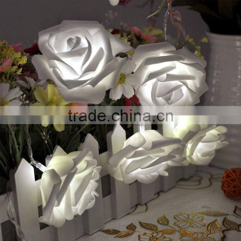 20 LED Rose Flower String Lights for Wedding Garden Party Christmas Decoration Warm White