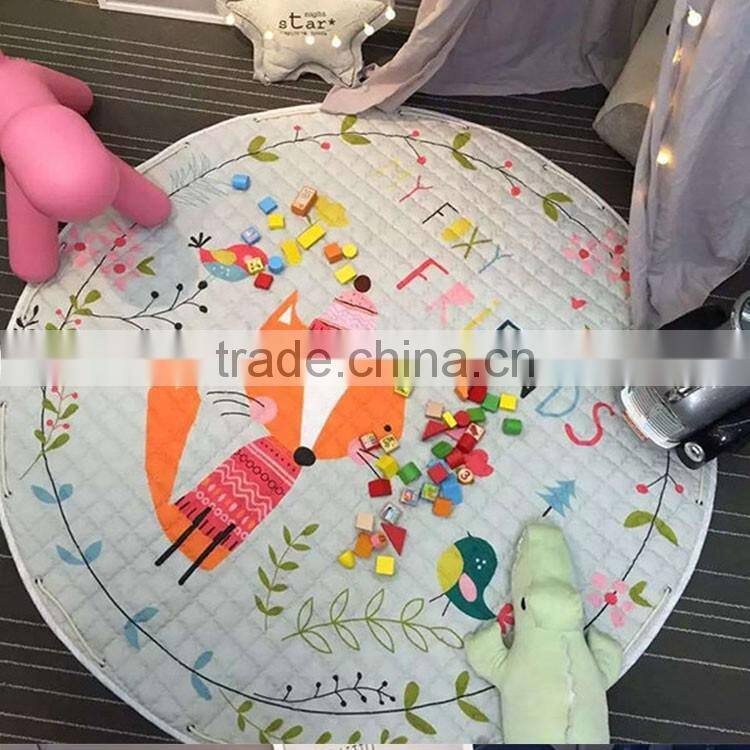 Promotional gift Portable Baby Kids children cotton Gym Play Mat Soft Cotton Toys Storage Bag
