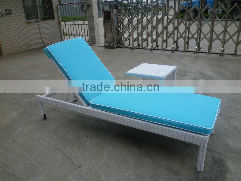 A - outdoor furniture set durable pe rattan soft sun lounger 7016-2