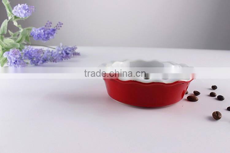 China suppliers kitchen cookware ceramic baking pans with red handle