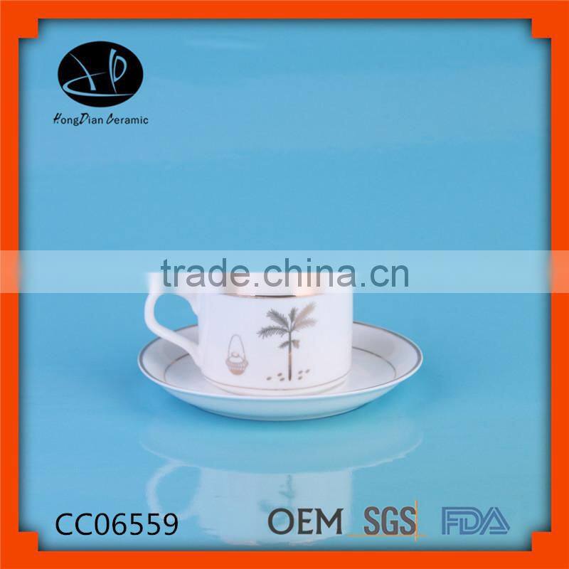 Arabic Turkish coffee tea set , tea cup and saucer wholesale with gold rim