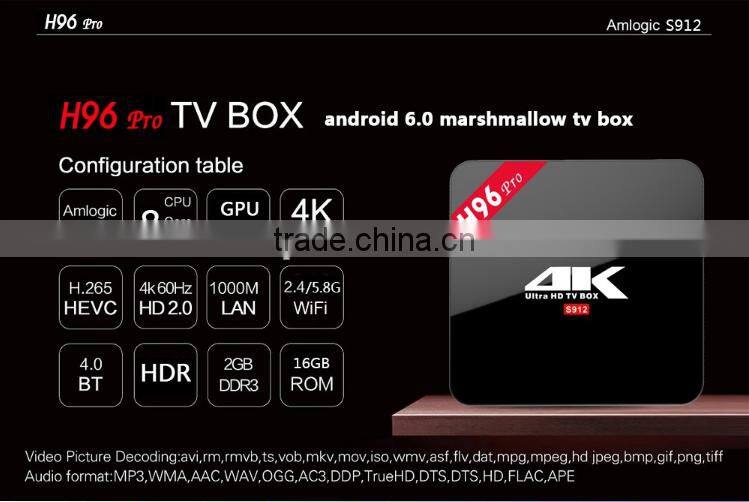 Android 6.0 Best Free Live Channels H96 Pro TV Box 2GB 3GB 16GB Kodi 16.1 Pre-installed 4K HD Free Porn Video TV Box