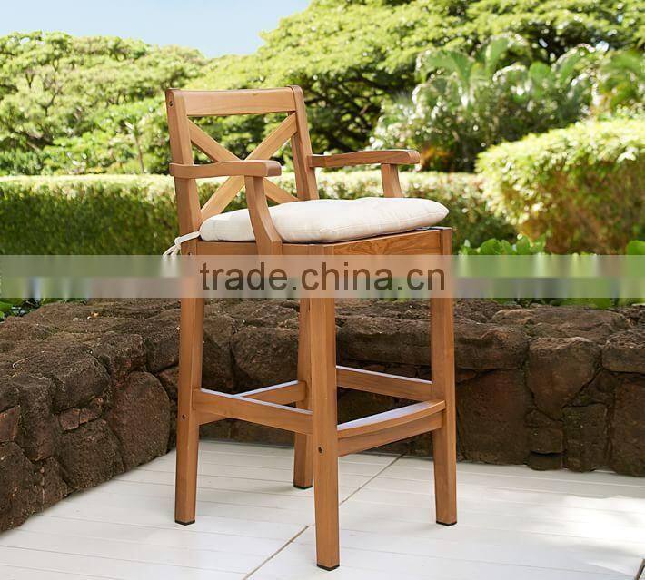 Customized cross antique wooden garden stool unique teak wood bar stool