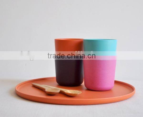 cute carton crab kids dinner set,bamboo fibre plate&bowl&tumbler&spoon&fork dinner set