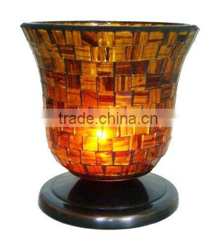 Metal Hurricane Glass Candle Holder