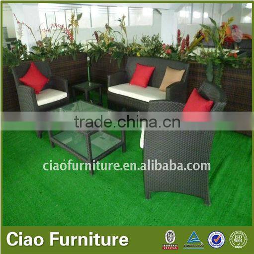 Dark color rattan garden sofa set with cushion