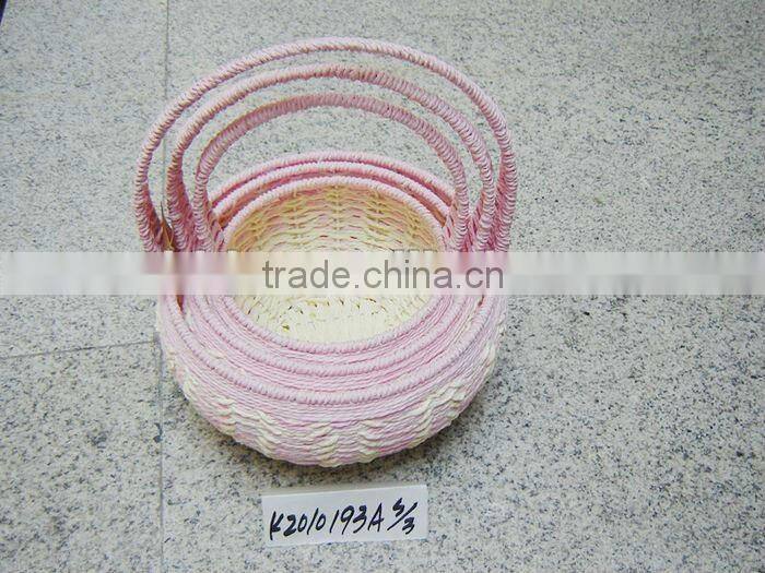 Set of three Paper rope gift storage basket for Easter