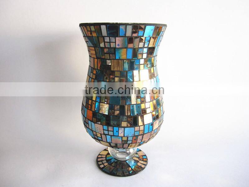 Home Decor Fancy Thin Neck Unique Stained Mirrored Mosaic Flower Arrangement Glass Vases