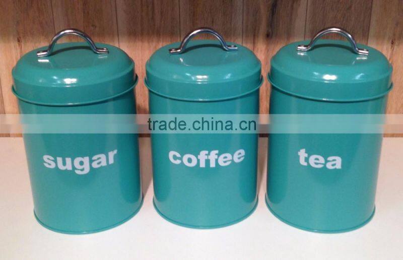 New Stylish Airtight Metal Tin Tea Coffee Sugar Canister Storage Bin with Flower Lid