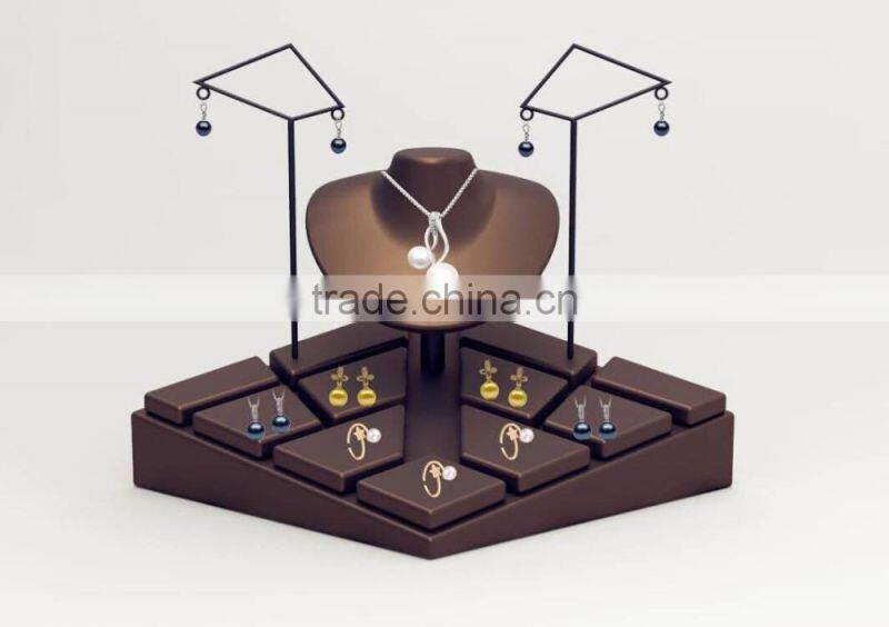 Custom design jewelry decoration shop earring necklace ring leather jewelry display set