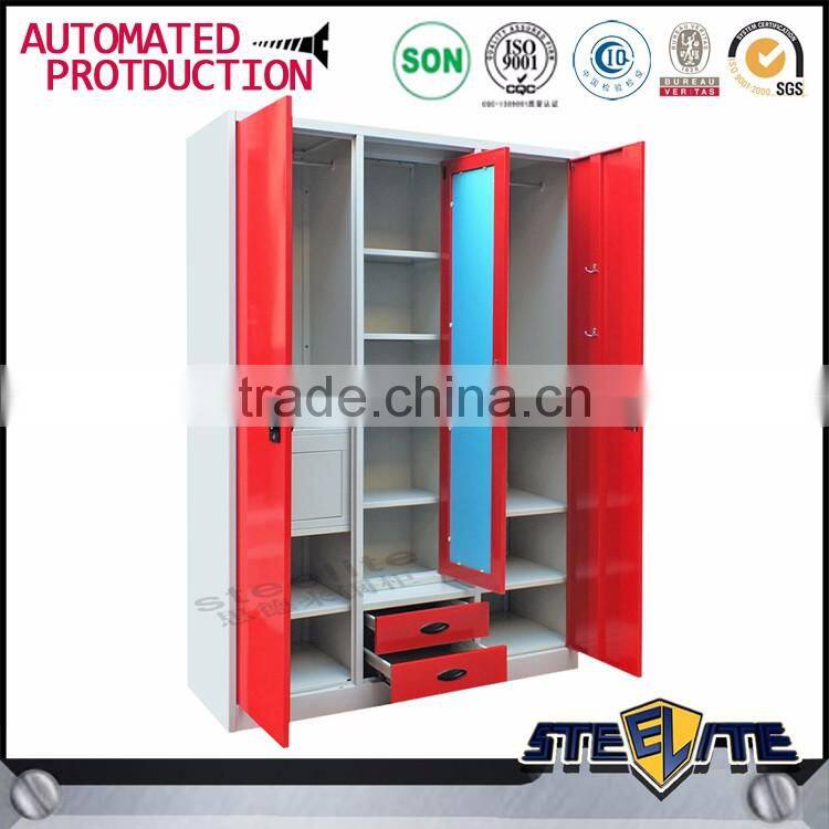Metal locker wardrobe two doors steel locker with mirror