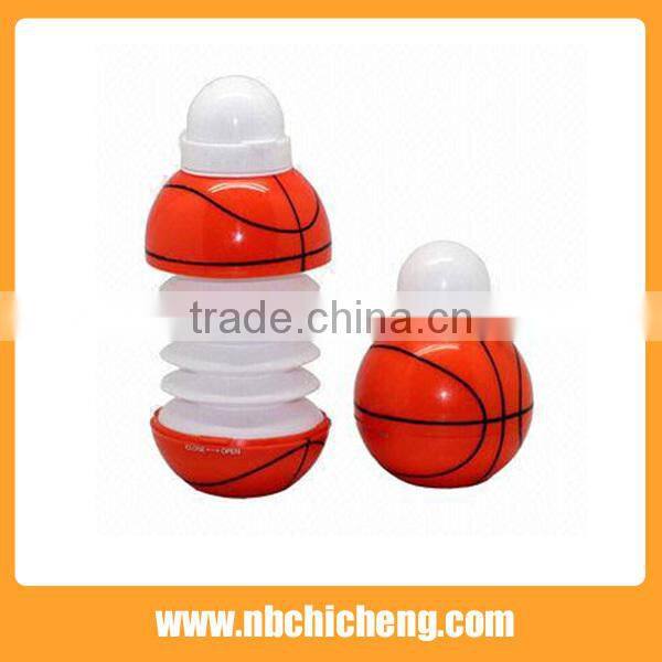 Plastic Basketball Shape Collapsible Water Bottle/Folding Water Bottle