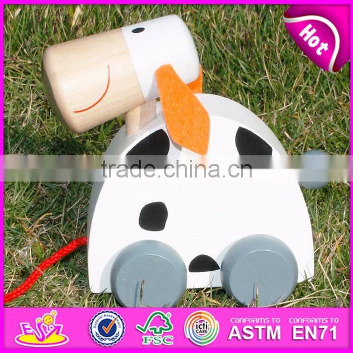 New Kid Cute Wooden Dog Pull Line Toy,Animal design wooden pull toy for kids,Wooden pull and push toy for children W05B095