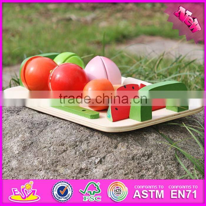2016 new design children pretend play wooden fruit cutting game W10B177