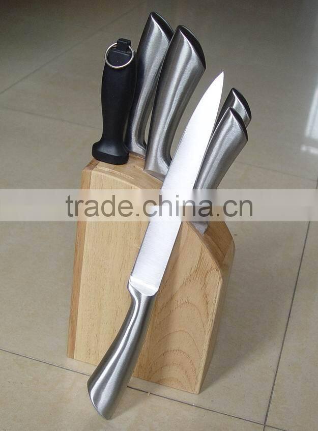 Regular 6- Slots Rubber wood Knife block, Stand, holder