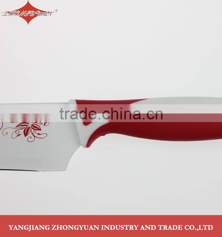 5 pcs set of non-stick coated/colorful flower printing kitchen knives