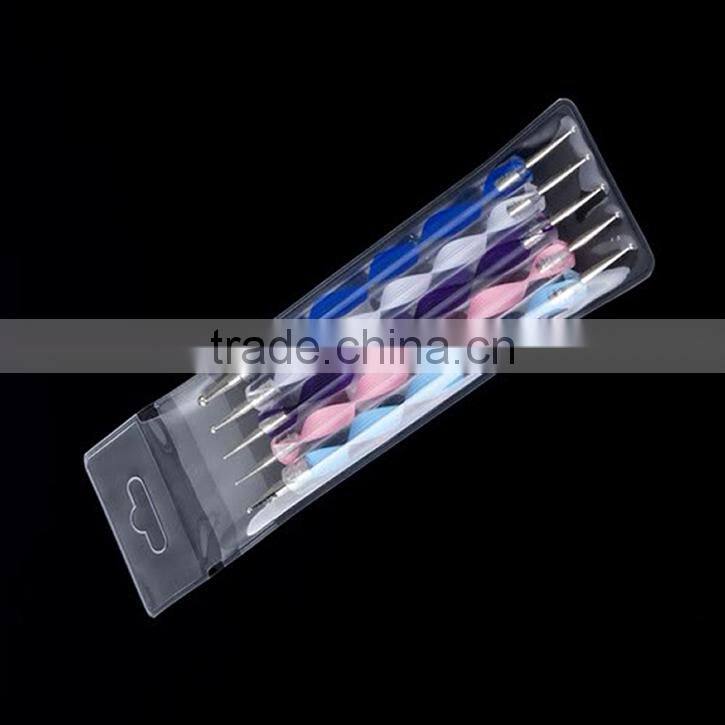 5 PCS 2-way Marbleizing Nail Art Tools Dotting Painting Pen