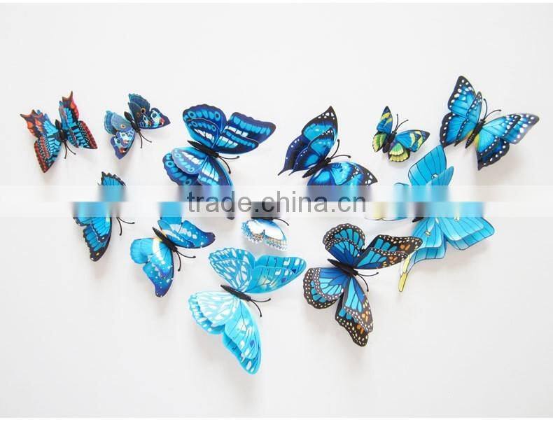 Bilayer 3D Butterfly Wall Sticker Double-deck Butterflies Decor Wall Sticker Decorative Twin-layer