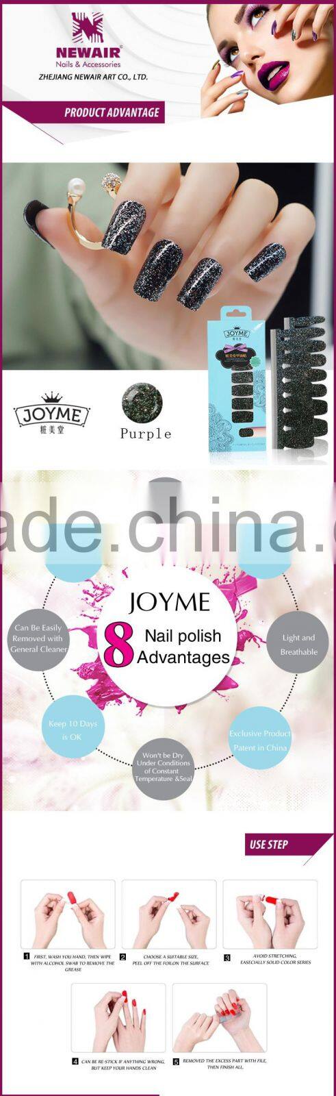 New Air Colorful Gel Nail Polish Sticker Decal Designs Nail Art Stickers