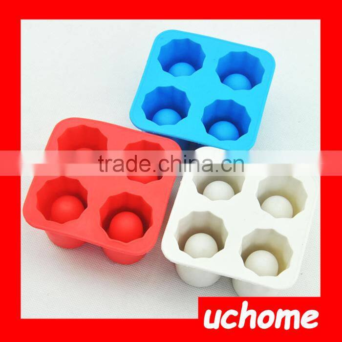 UCHOME Silicone Ice Cube 4 Cup Glass Shape Maker Freeze Mould Drink Party Ice Tray